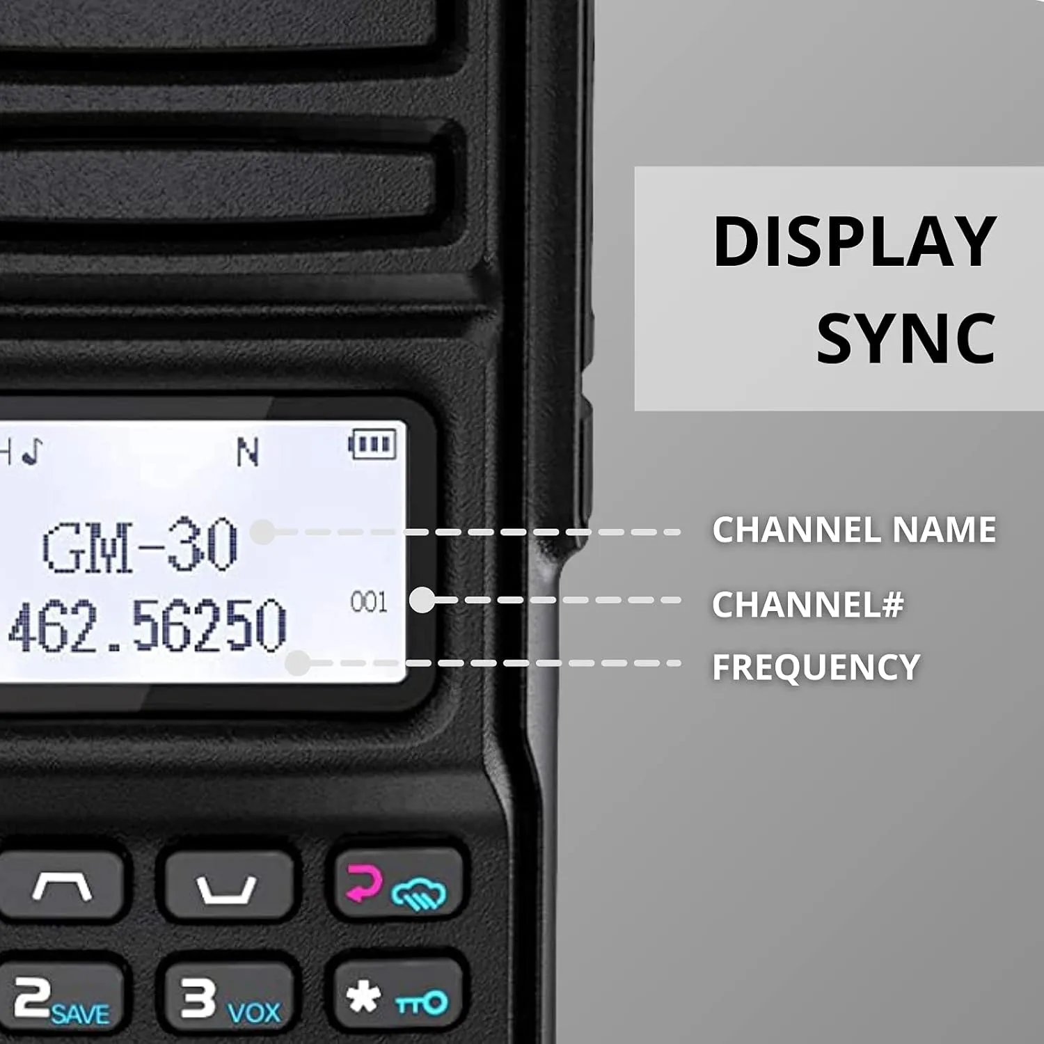 1 Pack Radioddity GM-30 GMRS Handheld Radio, Long Range Two Way Radio, 11 NOAA Channels, Display SYNC. Ideal for Off-Road Overlanding. Includes 2 Batteries, Speaker Mic and Programming Cable