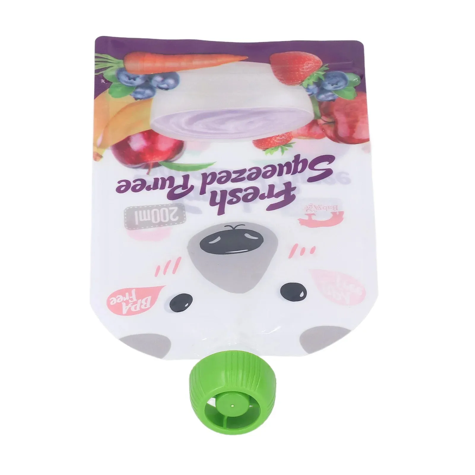 10 Pack Reusable 200ml Baby Food Pouches - Refillable, Portable, Squeeze Pouches for Fruit Puree Storage