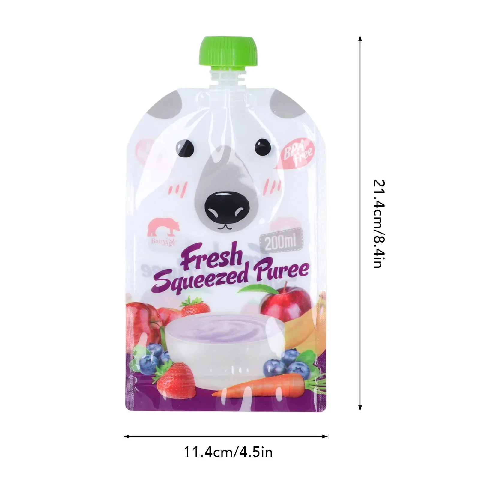 10 Pack Reusable 200ml Baby Food Pouches - Refillable, Portable, Squeeze Pouches for Fruit Puree Storage