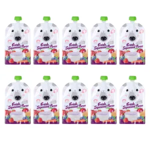 10 Pack Reusable 200ml Baby Food Pouches - Refillable, Portable, Squeeze Pouches for Fruit Puree Storage