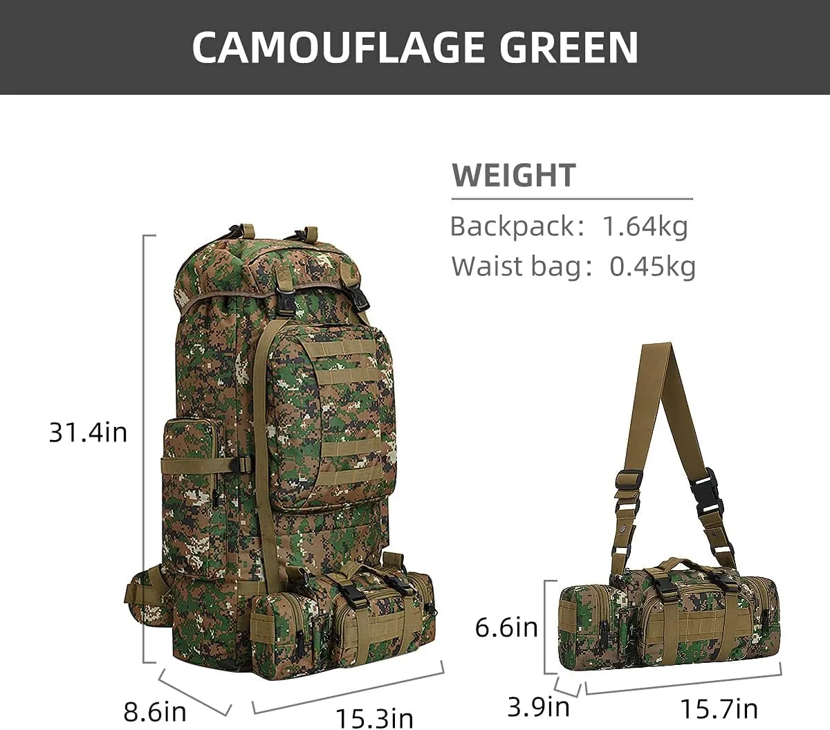 100L Camping Hiking Backpack Molle Rucksack Military Camping Backpacking Daypack
