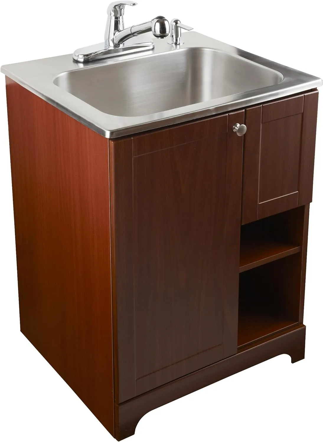 103030 All-In-One Stainless Steel Utility Sink with Cherry Cabinet Kit, 20-Gallon