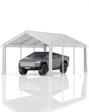 13'x20' Heavy Duty Carport Canopy, Portable Garage with Reinforced Frame, for Full-Size Pickup, Bass Boat, and Equipment, White