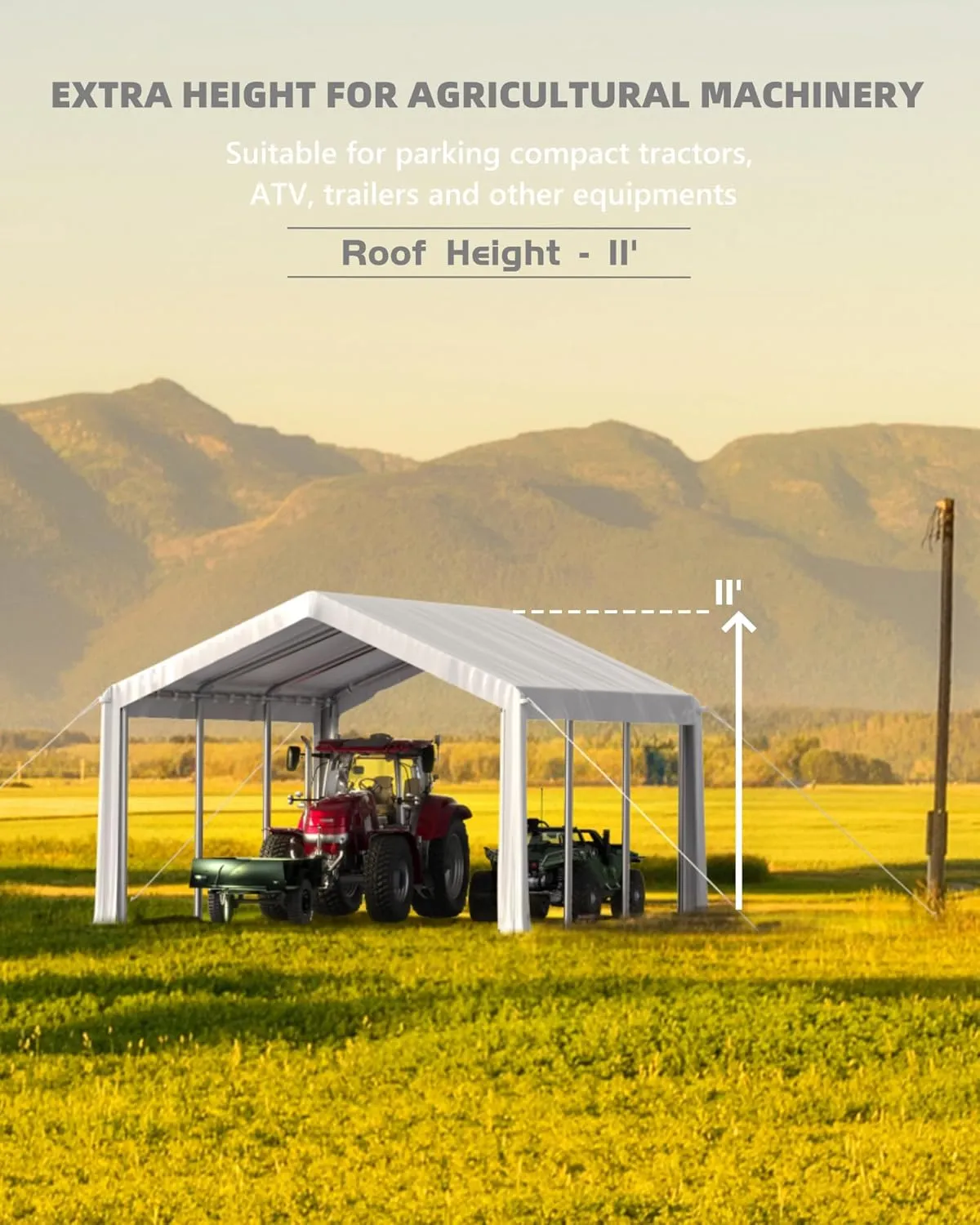 13'x20' Heavy Duty Carport Canopy, Portable Garage with Reinforced Frame, for Full-Size Pickup, Bass Boat, and Equipment, White