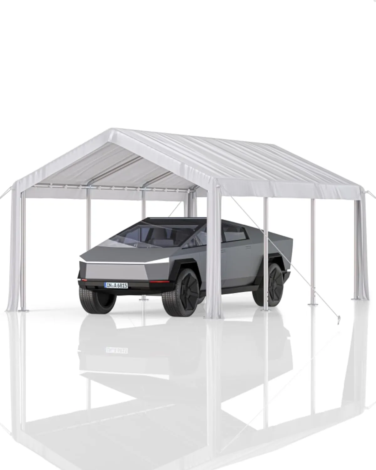 13'x20' Heavy Duty Carport Canopy, Portable Garage with Reinforced Frame, for Full-Size Pickup, Bass Boat, and Equipment, White