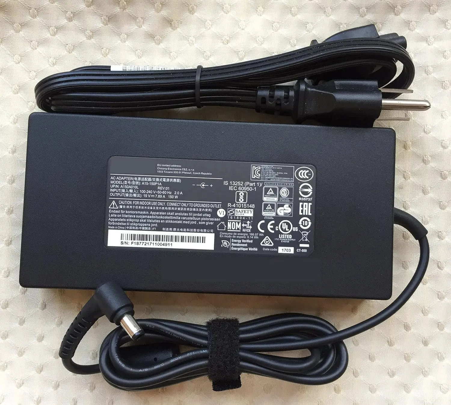 150W 19V 7.89A A15-150P1A AC Adapter&Cord/Charger for Chicony Clevo NB50TJ1 Clevo P950EP6/GTX1060 Clevo NB55TJ1 Clevo NB50TK1 Clevo NB55TK1 Clevo P950HP6 Sager NP8950