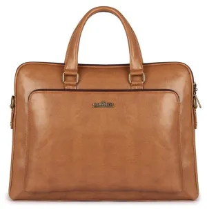 15.6 Inch Laptop Briefcase - Stylish Faux Leather with Zip Closure | Unisex | Apricot