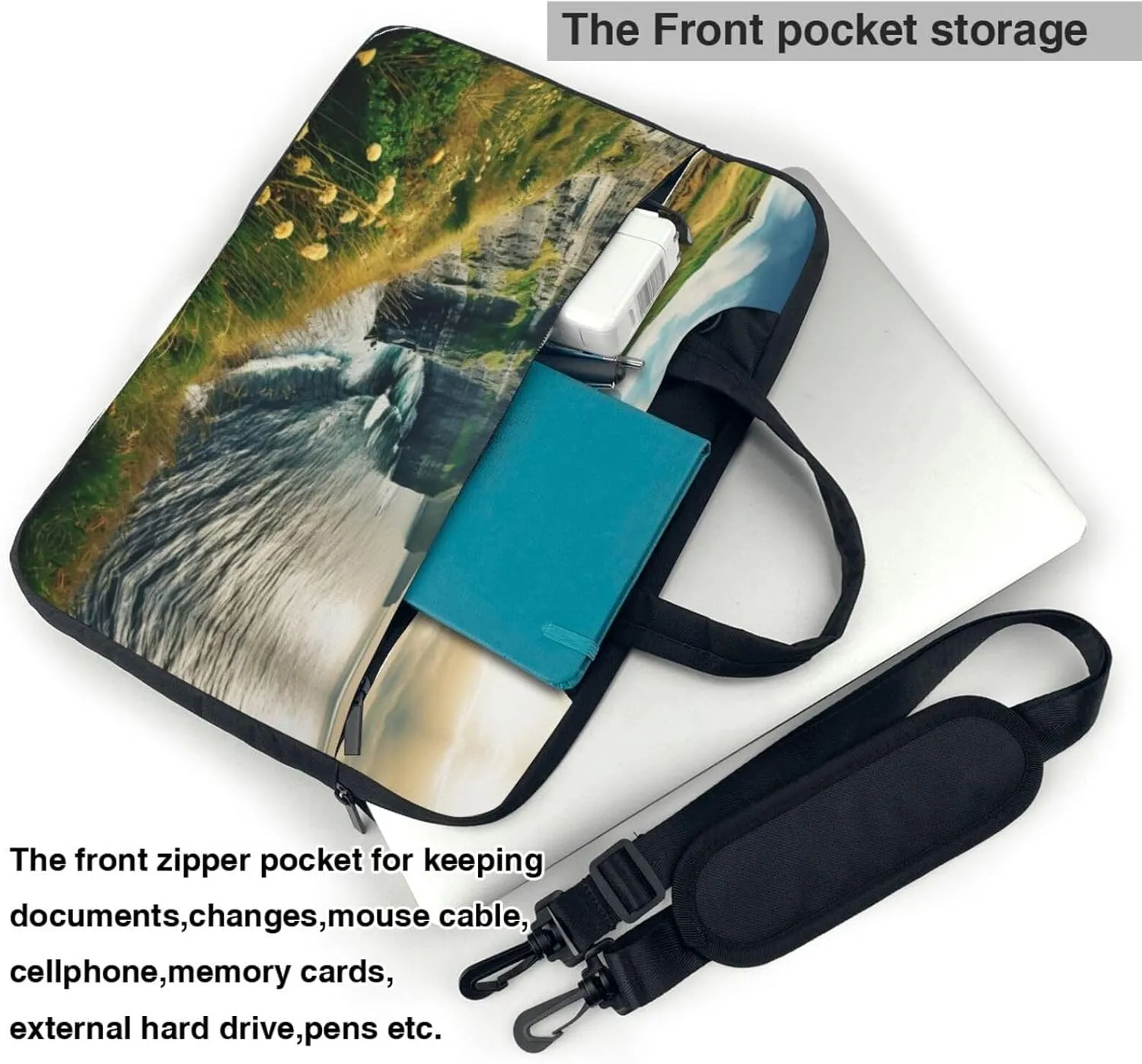 15.6-Inch Laptop Computer And Tablet Shoulder Bag Carrying Case,Business Casual,Outdoors Clare The Cliffs Print