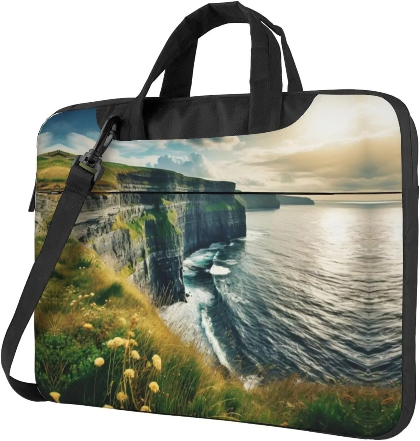 15.6-Inch Laptop Computer And Tablet Shoulder Bag Carrying Case,Business Casual,Outdoors Clare The Cliffs Print