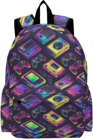 17 Inch Laptop Backpack Neon Game Consoles Teen Girls Boys School Backpack Bags Travel Bookbag Back Pack Outdoor Daypack for Women Men