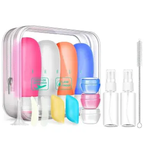17 Pack Travel Bottles, TSA Carry On Containers, 3oz Leak Proof Travel Accessories Toiletries,Travel Shampoo And Conditioner Bottles, Travel Essentials, Squeezable Silicone Lotion Liquids Tubes