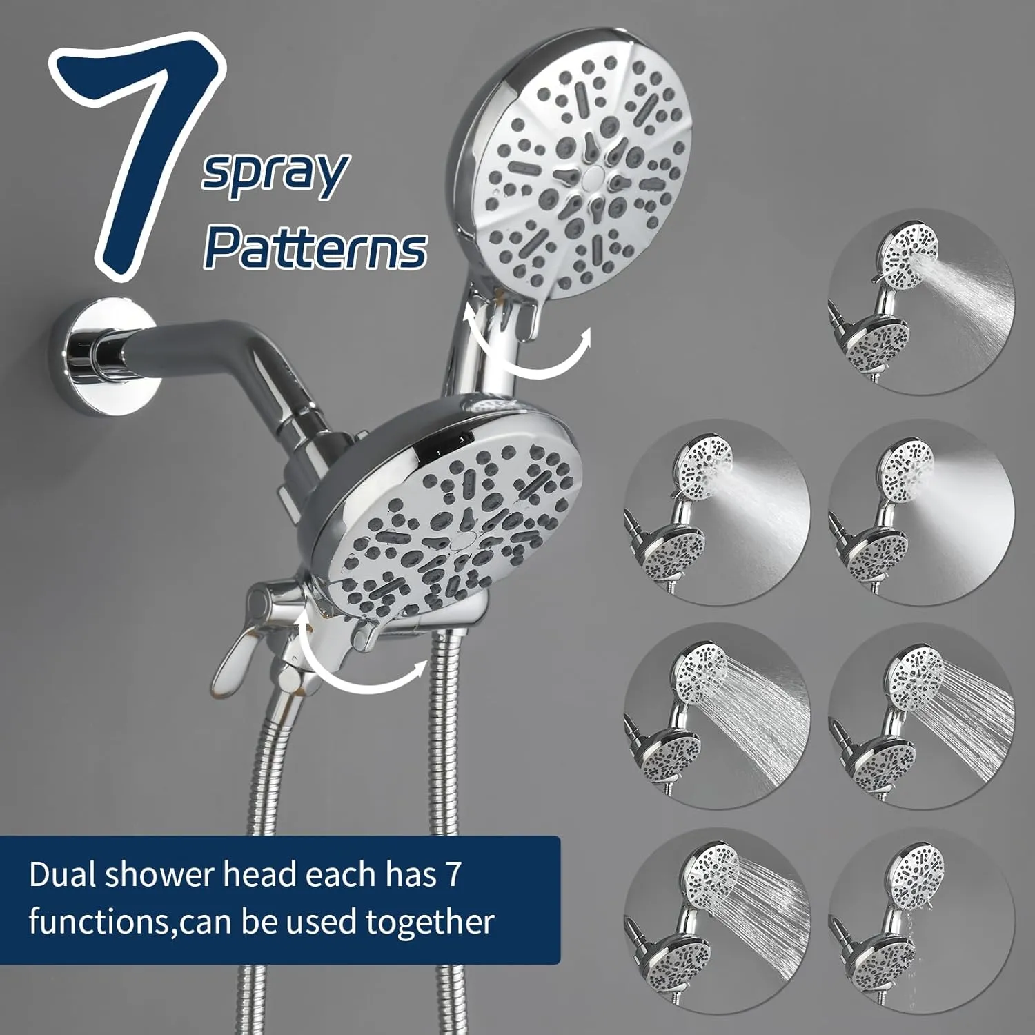 2 Handle Shower Faucet Shower System Complete 2 in 1 Shower Combo Set with Handheld Showerhead Shower Trim Kit Wall Mounted Shower Fixtures Chrome Polished
