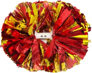2 Pack Cheerleading Pom Poms with Baton Handle, 12" Metallic Cheer Pom Poms for Girls Adults Kids School Team Sports, Graduation Dances