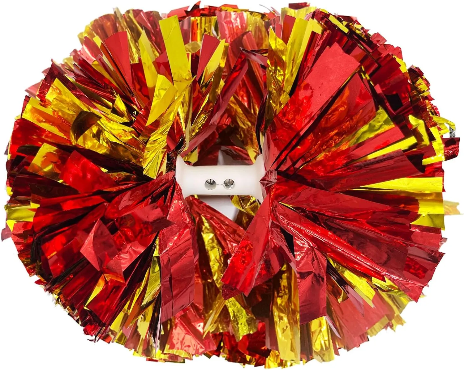 2 Pack Cheerleading Pom Poms with Baton Handle, 12" Metallic Cheer Pom Poms for Girls Adults Kids School Team Sports, Graduation Dances