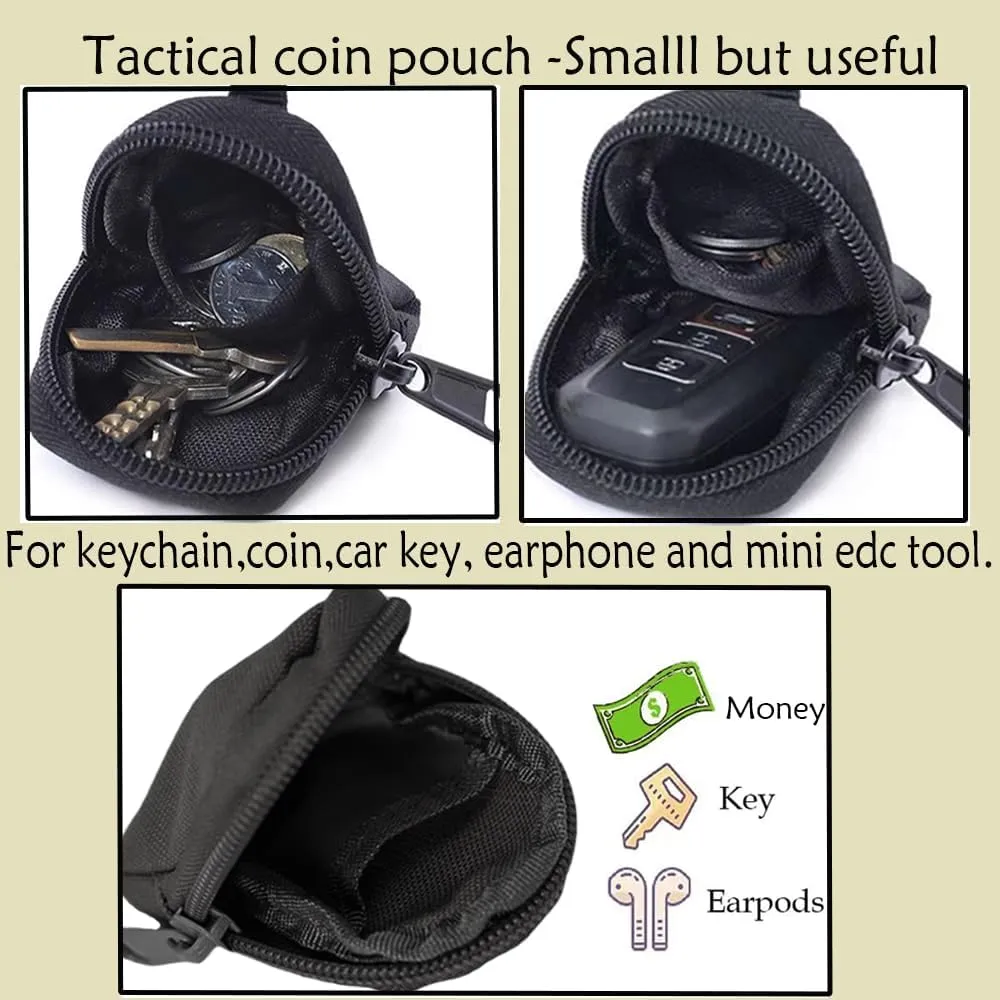 2 Pack Tactical Coin Purse - Military Pocket Keychain Pouch as Mini Tool Organizer Coin Car Key Waist Case Earphone Pack Backpack Accessory Pouch