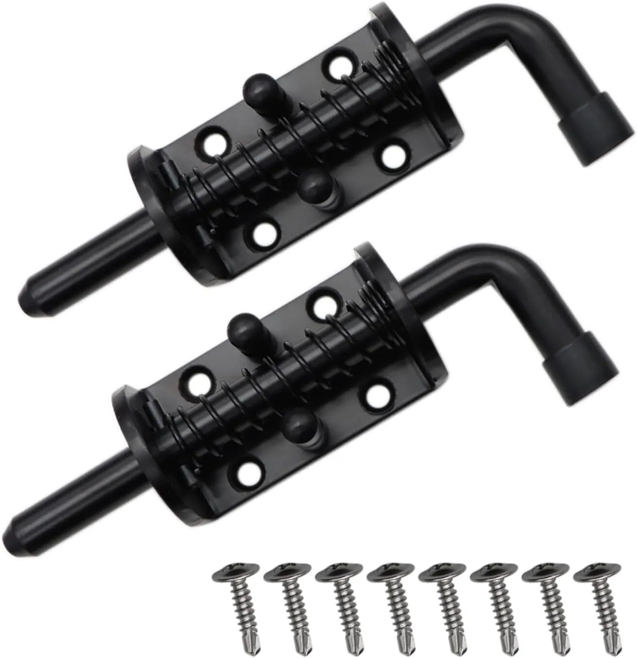 2 Packs 6 Inch Spring Loaded Barrel Bolt Latch Pin, Heavy Duty Steel Sliding Door Lock for Doors/Cabinets/Chests, 2mm Thickened Interior and Outdoor Solid Hardware Latch,