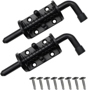 2 Packs 6 Inch Spring Loaded Barrel Bolt Latch Pin, Heavy Duty Steel Sliding Door Lock for Doors/Cabinets/Chests, 2mm Thickened Interior and Outdoor Solid Hardware Latch,