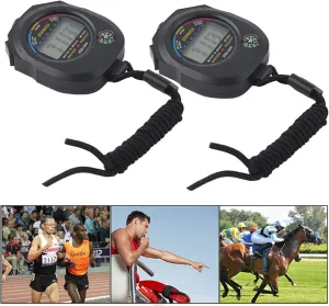 2 PCS Multifunctional Electronic Handheld Digital LCD Stopwatch Timer, with Date Time and Alarm Function, Suitable for Sports,Running,Racing,Swimming,Sports Coaches Fitness Coaches and Referees