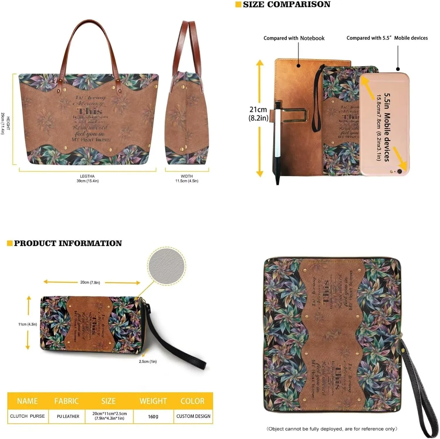 2 Pcs Purse and Wallet Set for Women Zipper Large Tote Bag Top Handle Purse with Leather Clutch