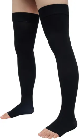 20-30 Compression Socks for Women Men, Thigh High Compression Stockings, Support Hose for Women Compression, Travel Toeless Women's Compression Socks, Light Open Toe Pregnancy Support Socks