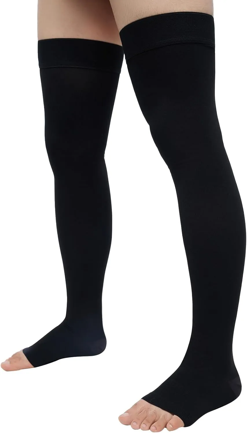 20-30 Compression Socks for Women Men, Thigh High Compression Stockings, Support Hose for Women Compression, Travel Toeless Women's Compression Socks, Light Open Toe Pregnancy Support Socks