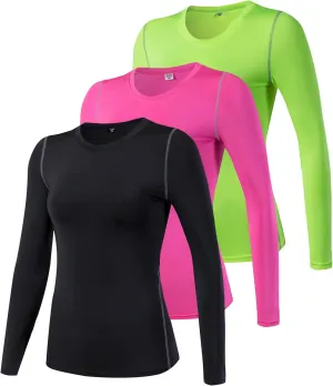 2/3 Pack Women's Long Sleeve Shirts UPF 50  Sun Protection Compression Shirts Dry-Fit Athletic T-Shirts Gym Running Tops