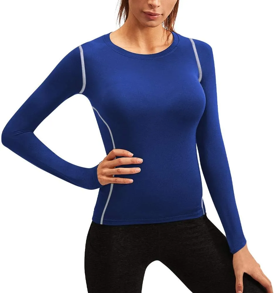 2/3 Pack Women's Long Sleeve Shirts UPF 50  Sun Protection Compression Shirts Dry-Fit Athletic T-Shirts Gym Running Tops