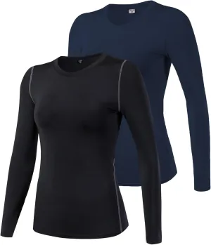 2/3 Pack Women's Long Sleeve Shirts UPF 50  Sun Protection Compression Shirts Dry-Fit Athletic T-Shirts Gym Running Tops