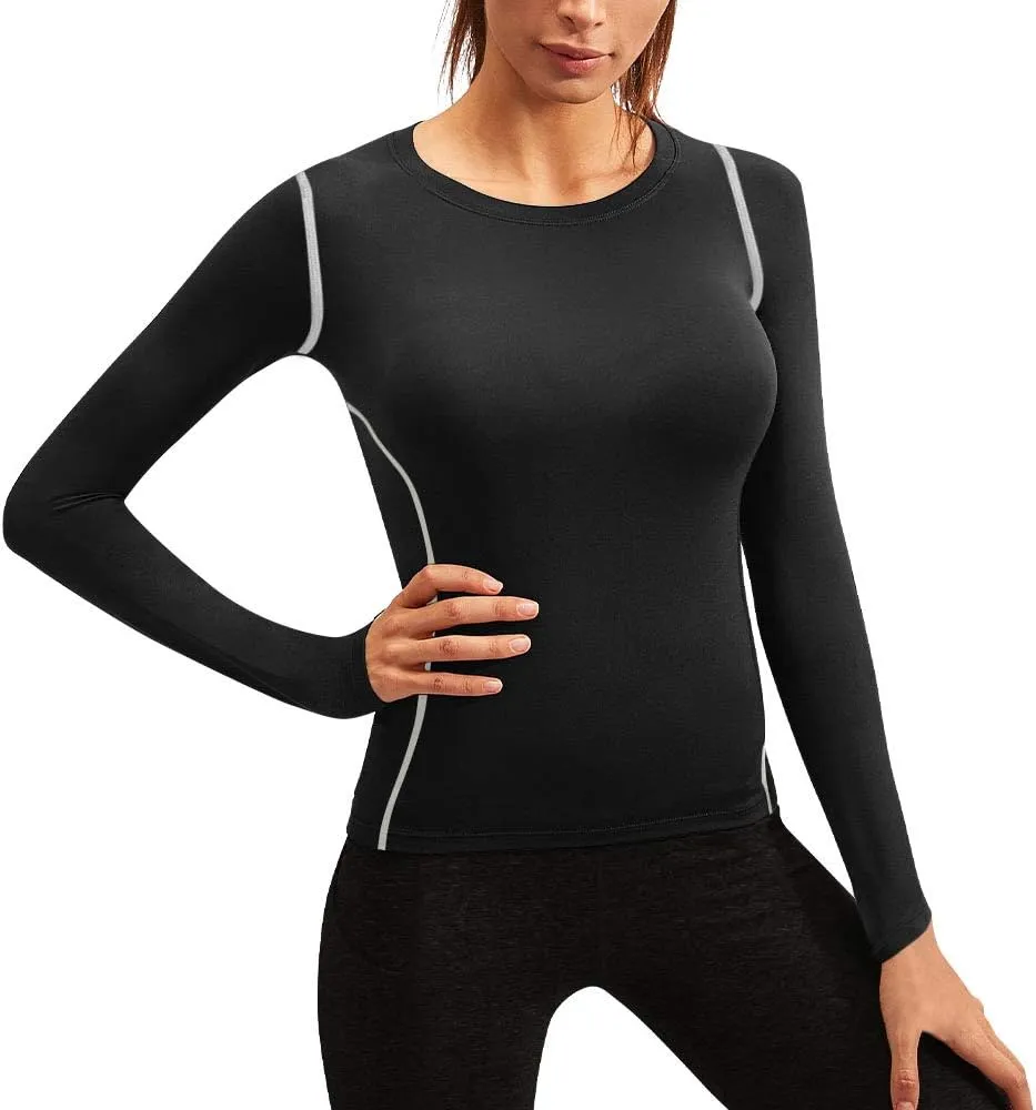 2/3 Pack Women's Long Sleeve Shirts UPF 50  Sun Protection Compression Shirts Dry-Fit Athletic T-Shirts Gym Running Tops