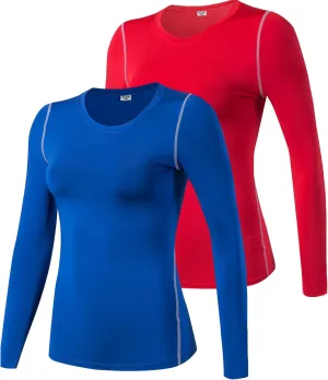 2/3 Pack Women's Long Sleeve Shirts UPF 50  Sun Protection Compression Shirts Dry-Fit Athletic T-Shirts Gym Running Tops