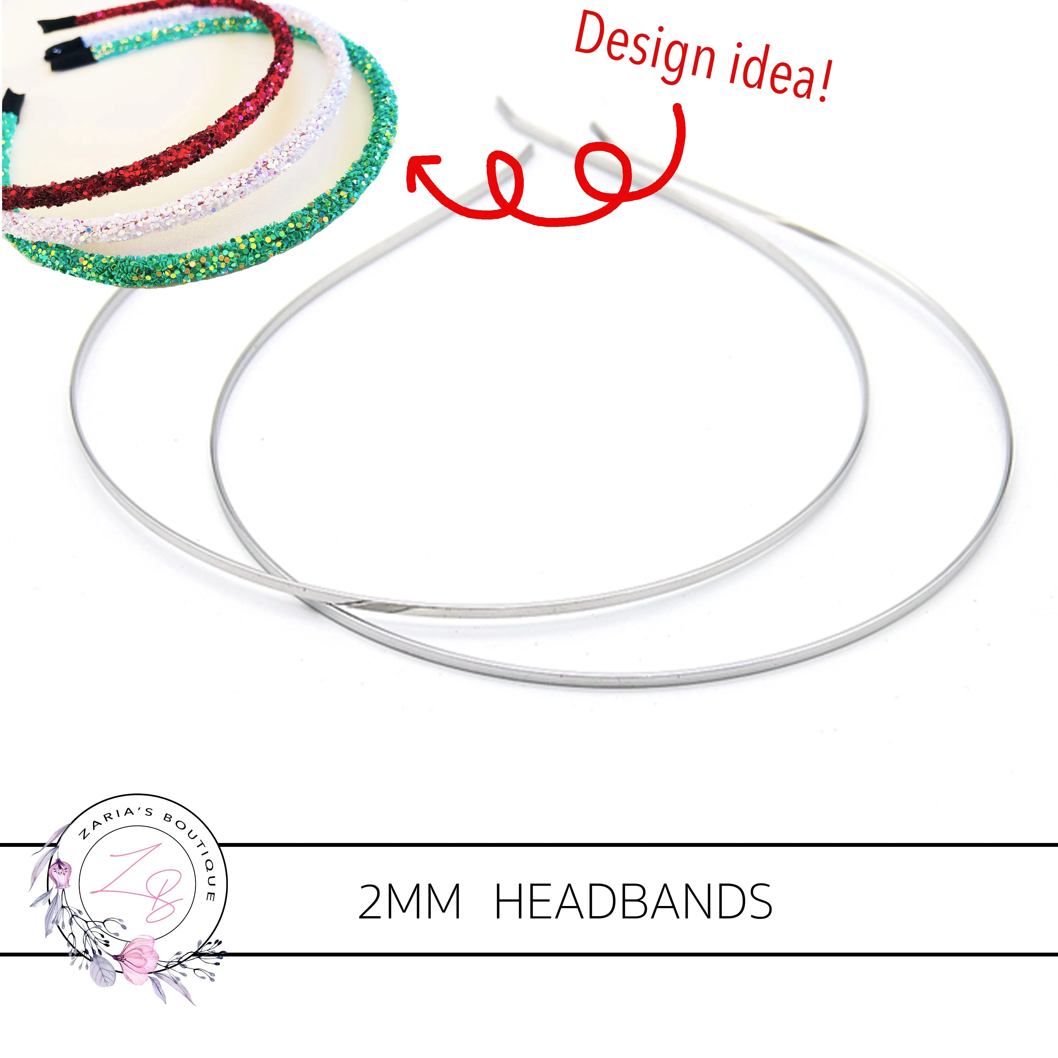 2mm Metal Headbands ~ Silver ~ Ready To Decorate!