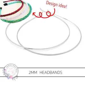 2mm Metal Headbands ~ Silver ~ Ready To Decorate!