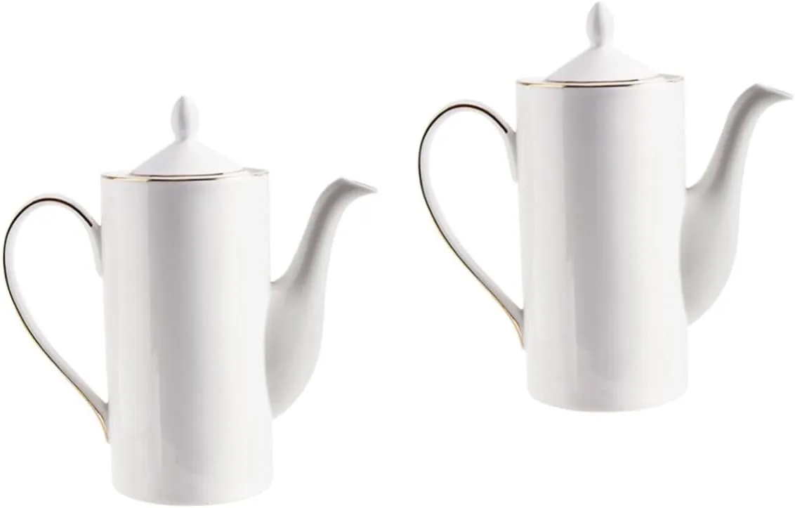 2pcs Coffee Pot Ceramic Tea Pot Kettle Pour over Pier 1 Imports Porcelain Teapot Handheld Coffee Kettle Handle Coffee Kettle Household Tea Pot Ceramics Set White Coffee Kettle(Whitex2pcs,21x19.3cmx2pc