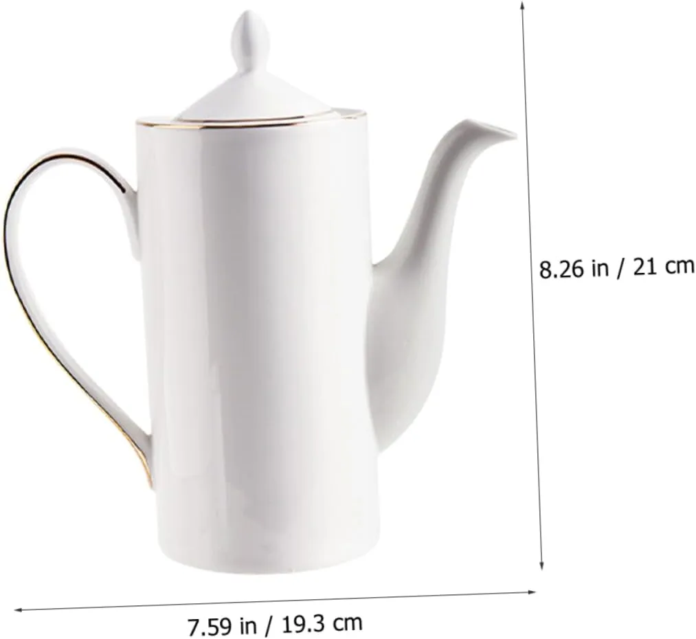 2pcs Coffee Pot Ceramic Tea Pot Kettle Pour over Pier 1 Imports Porcelain Teapot Handheld Coffee Kettle Handle Coffee Kettle Household Tea Pot Ceramics Set White Coffee Kettle(Whitex2pcs,21x19.3cmx2pc