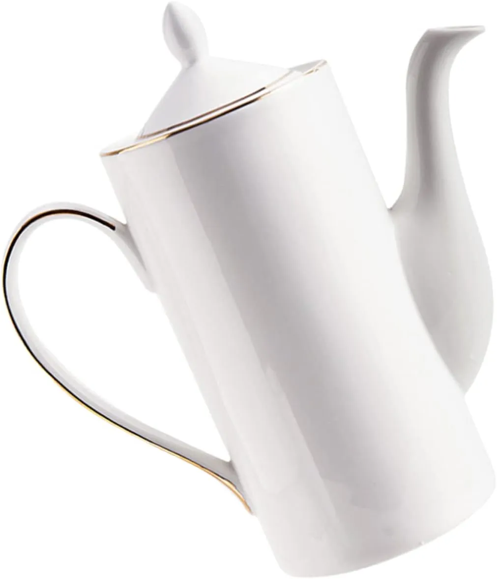 2pcs Coffee Pot Ceramic Tea Pot Kettle Pour over Pier 1 Imports Porcelain Teapot Handheld Coffee Kettle Handle Coffee Kettle Household Tea Pot Ceramics Set White Coffee Kettle(Whitex2pcs,21x19.3cmx2pc