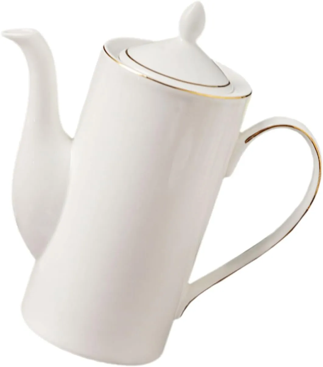 2pcs Coffee Pot Ceramic Tea Pot Kettle Pour over Pier 1 Imports Porcelain Teapot Handheld Coffee Kettle Handle Coffee Kettle Household Tea Pot Ceramics Set White Coffee Kettle(Whitex2pcs,21x19.3cmx2pc