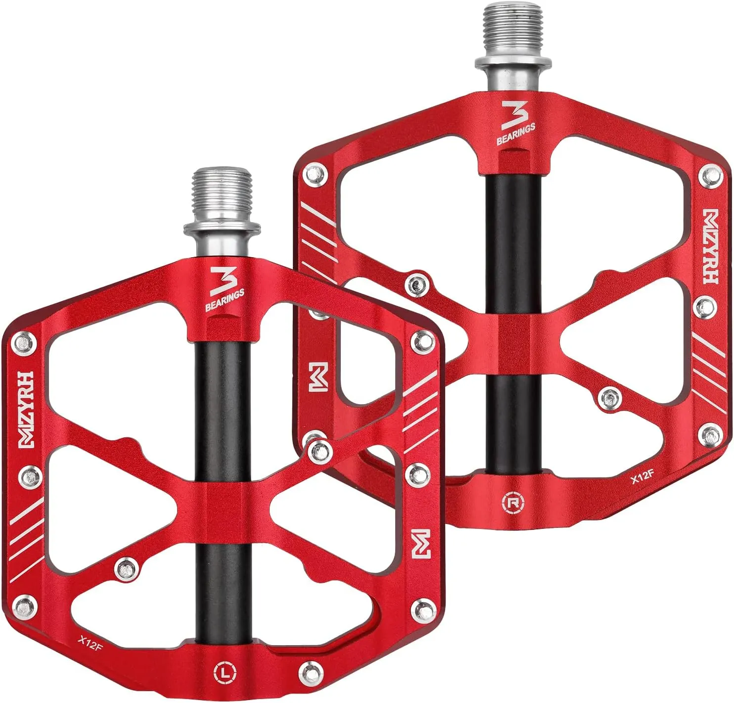 3 Bearings Mountain Bike Platform Pedals - Flat Alloy 9/16" Non-Slip Bicycle Pedals