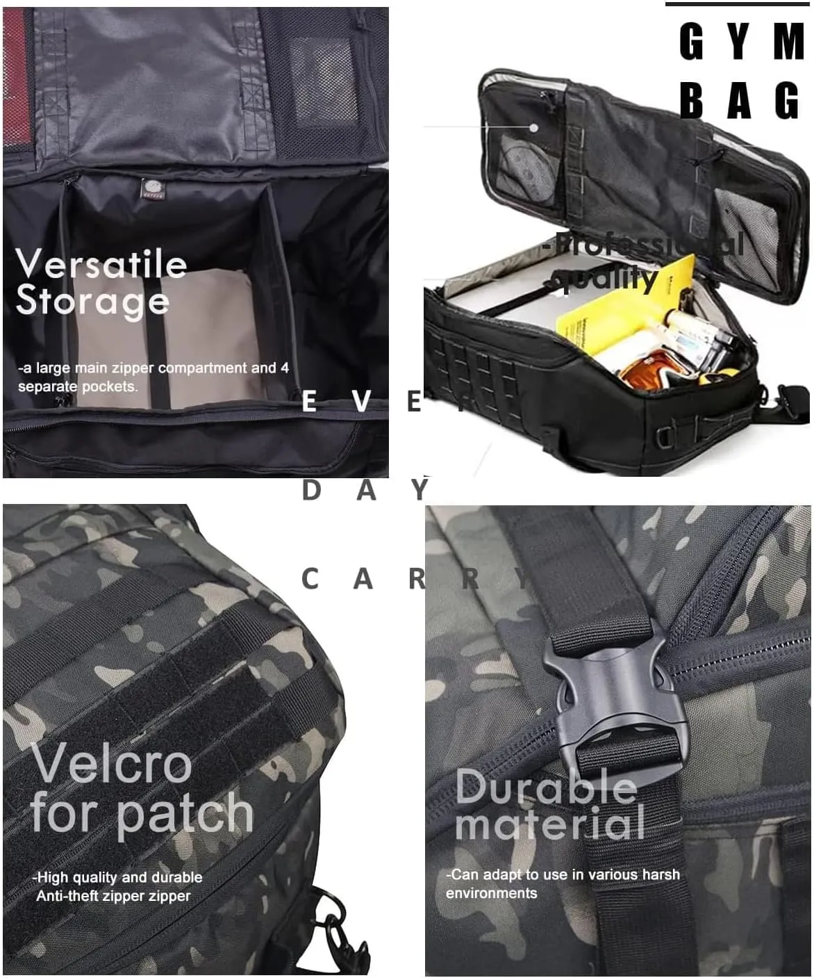 3 In 1 Tactical 30L Military Backpack Travel Duffle Bag for Weekender Gym Workout Deployment