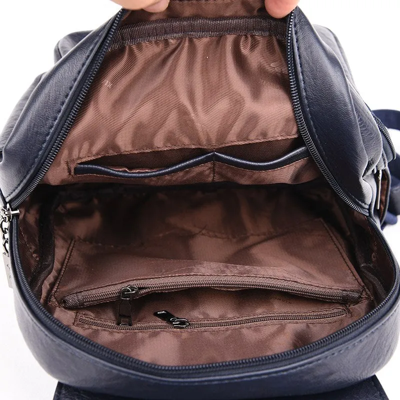 3-in-1 Vintage Backpack Women High Capacity Leather Shoulder Bags Large Capacity Travel Backpack School Bags For Teenage Girls