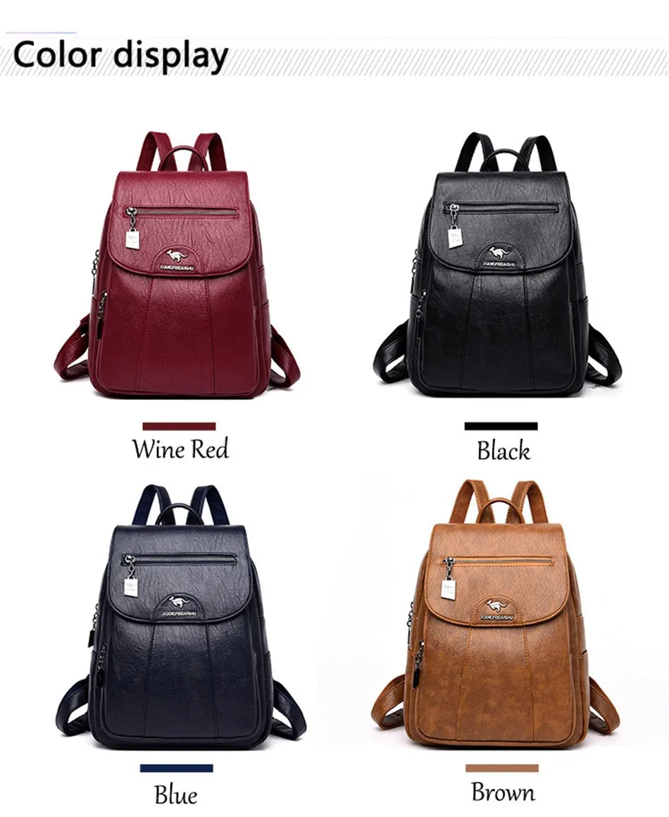 3-in-1 Vintage Backpack Women High Capacity Leather Shoulder Bags Large Capacity Travel Backpack School Bags For Teenage Girls