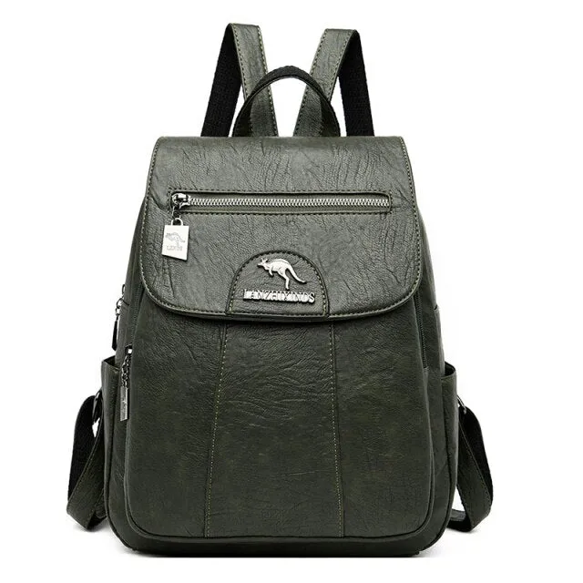3-in-1 Vintage Backpack Women High Capacity Leather Shoulder Bags Large Capacity Travel Backpack School Bags For Teenage Girls