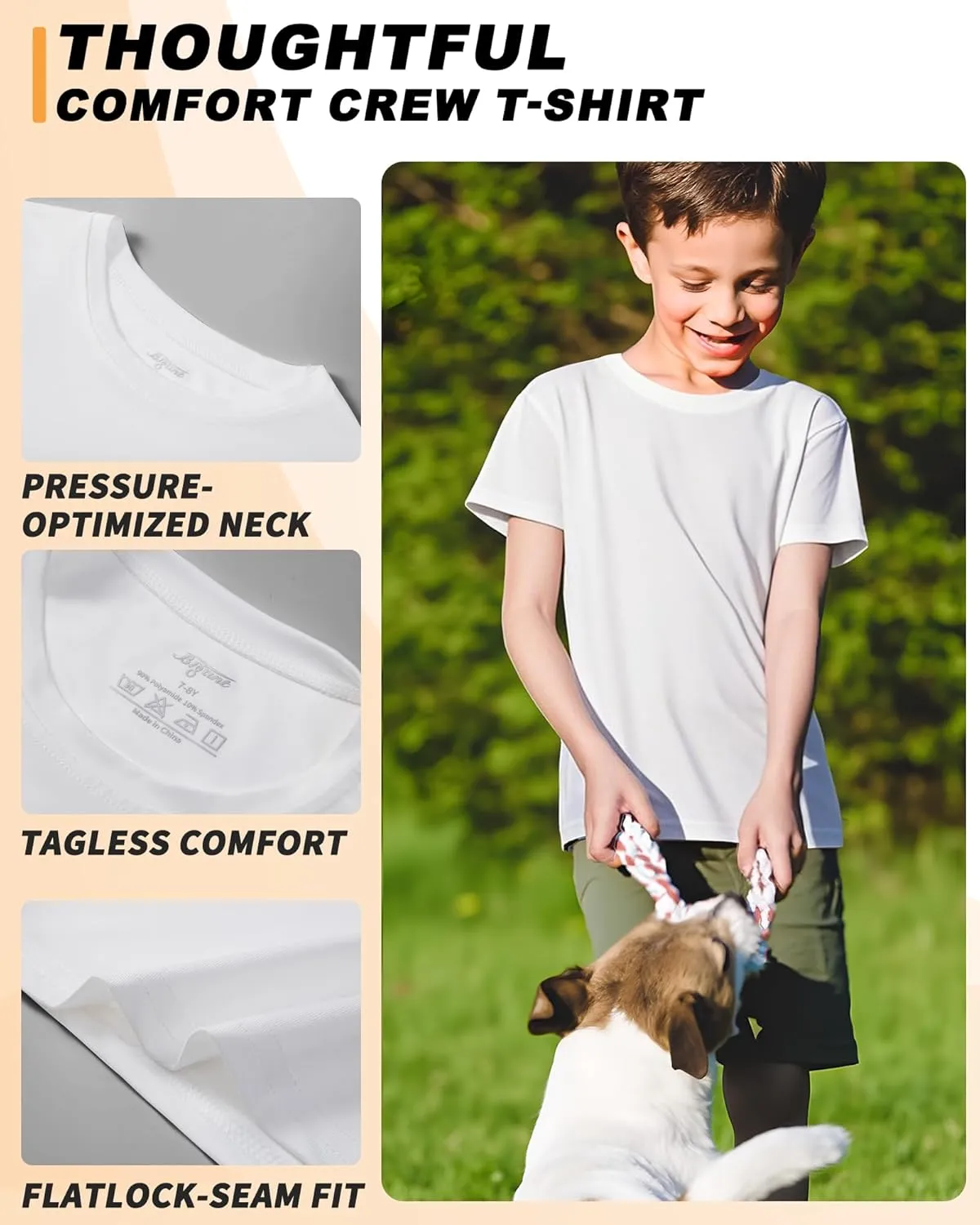 3 Pack Boys Shirts Athletic Dry Fit Kids Youth Short Sleeve Sports Active Performance T-Shirts Moisture Wicking Quick Dry