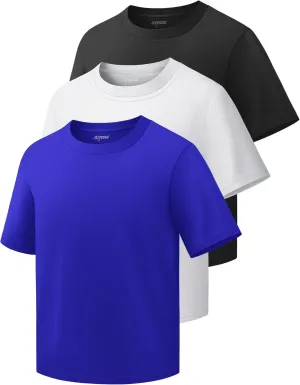 3 Pack Boys Shirts Athletic Dry Fit Kids Youth Short Sleeve Sports Active Performance T-Shirts Moisture Wicking Quick Dry