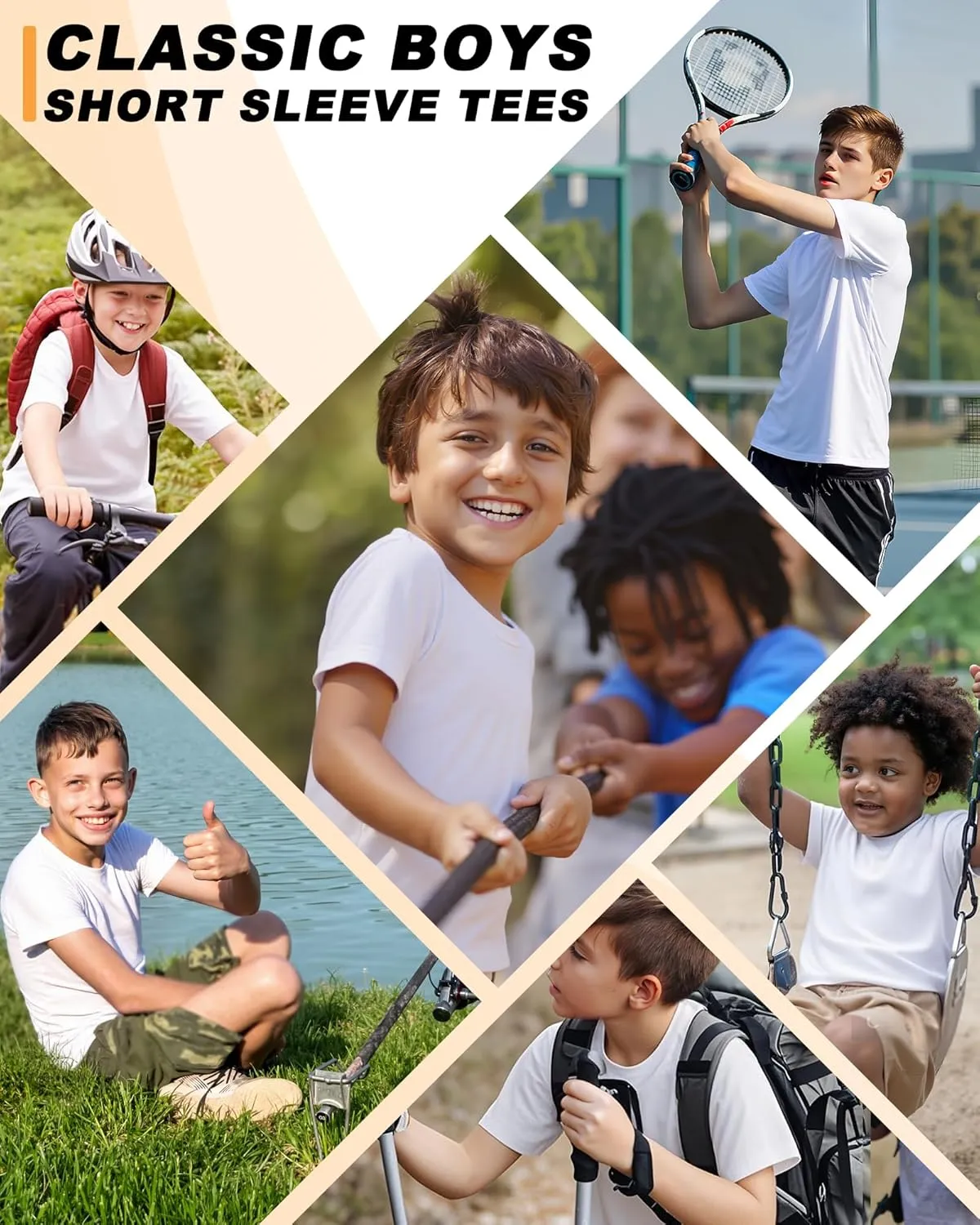 3 Pack Boys Shirts Athletic Dry Fit Kids Youth Short Sleeve Sports Active Performance T-Shirts Moisture Wicking Quick Dry