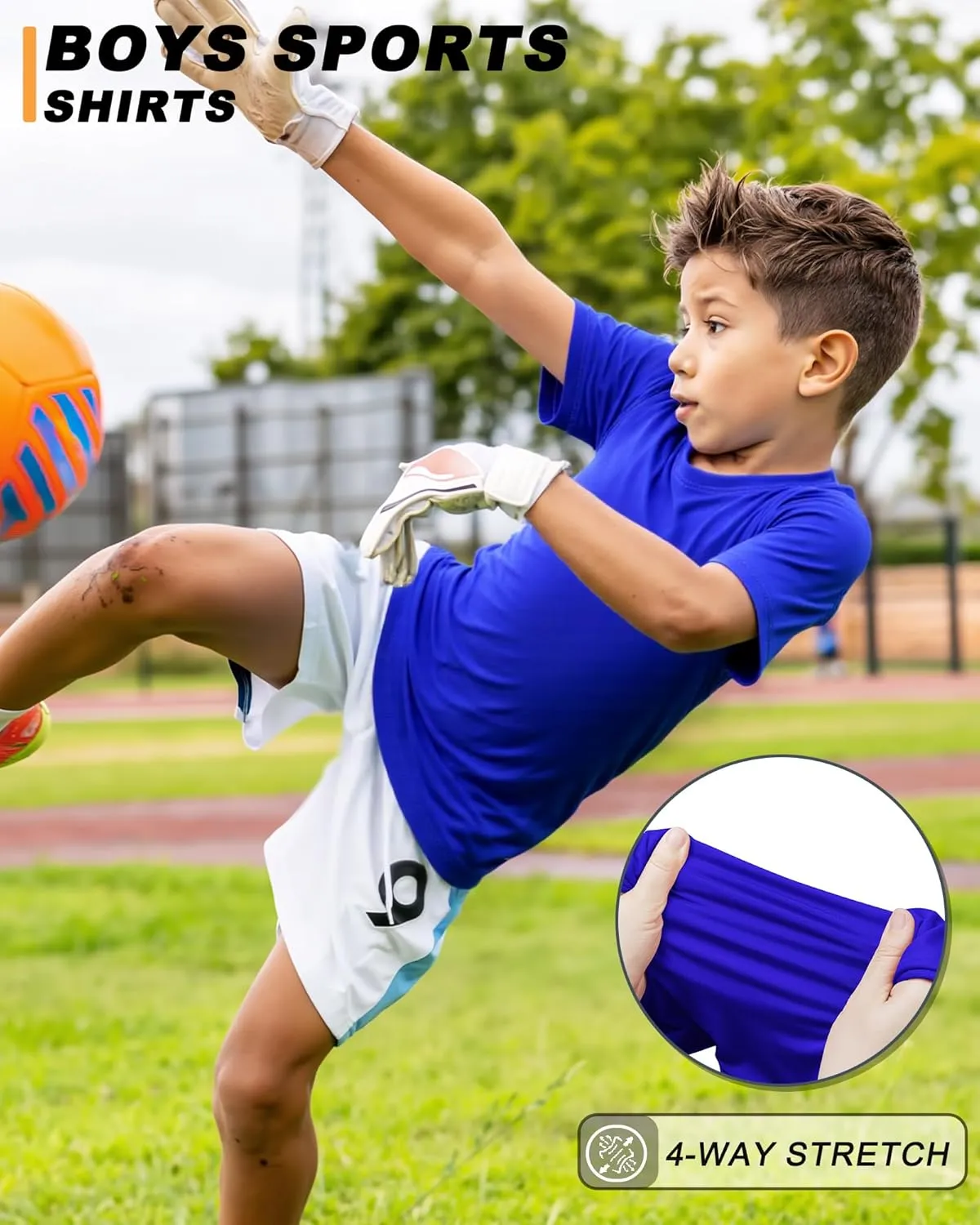 3 Pack Boys Shirts Athletic Dry Fit Kids Youth Short Sleeve Sports Active Performance T-Shirts Moisture Wicking Quick Dry