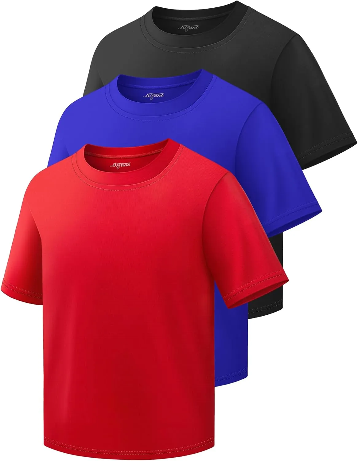 3 Pack Boys Shirts Athletic Dry Fit Kids Youth Short Sleeve Sports Active Performance T-Shirts Moisture Wicking Quick Dry