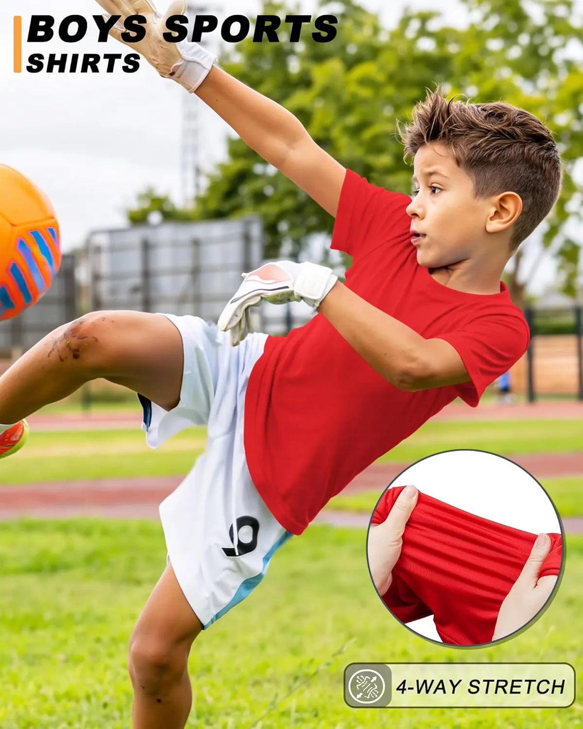 3 Pack Boys Shirts Athletic Dry Fit Kids Youth Short Sleeve Sports Active Performance T-Shirts Moisture Wicking Quick Dry
