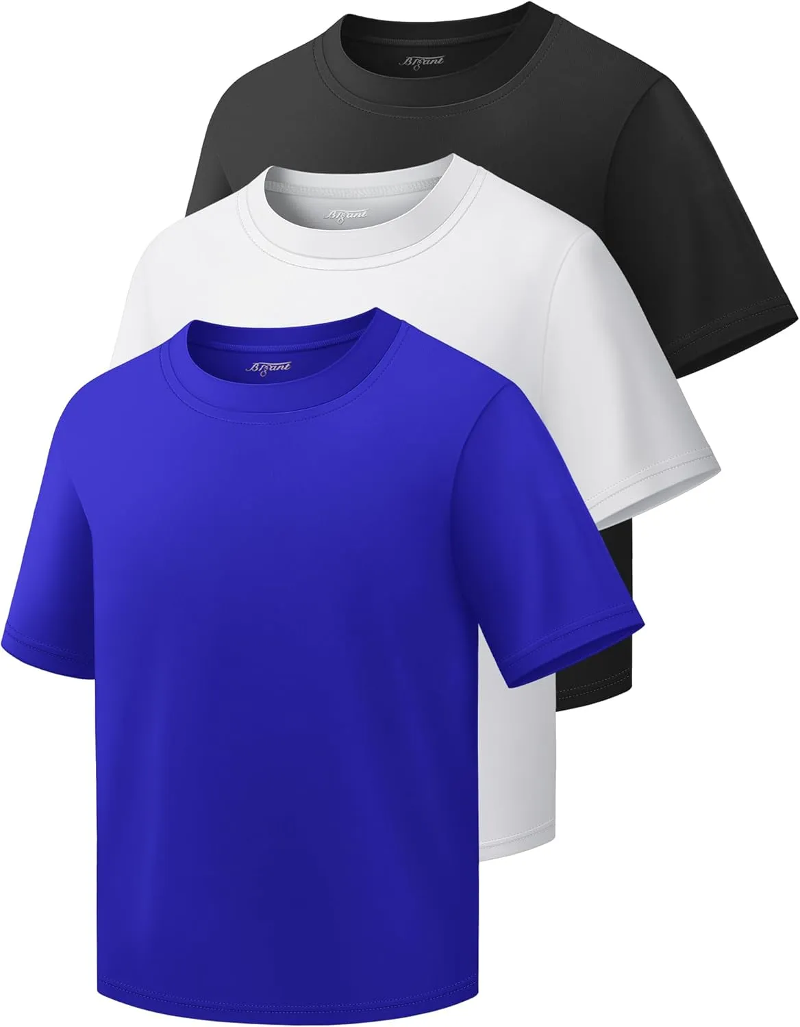 3 Pack Boys Shirts Athletic Dry Fit Kids Youth Short Sleeve Sports Active Performance T-Shirts Moisture Wicking Quick Dry