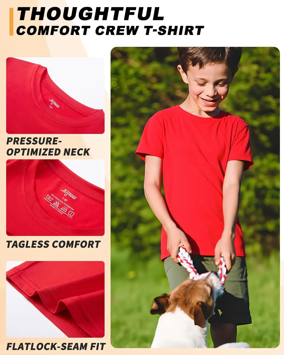 3 Pack Boys Shirts Athletic Dry Fit Kids Youth Short Sleeve Sports Active Performance T-Shirts Moisture Wicking Quick Dry