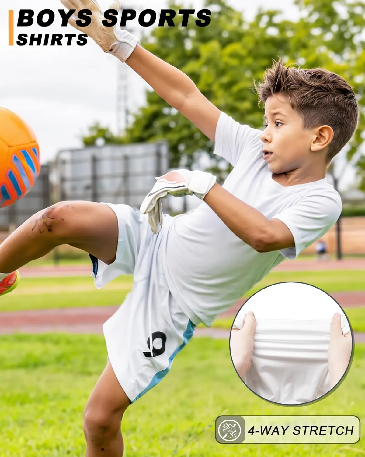 3 Pack Boys Shirts Athletic Dry Fit Kids Youth Short Sleeve Sports Active Performance T-Shirts Moisture Wicking Quick Dry